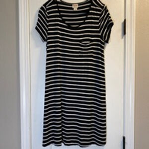 Women's Mossimo Striped T-Shirt Dress Size L Black White